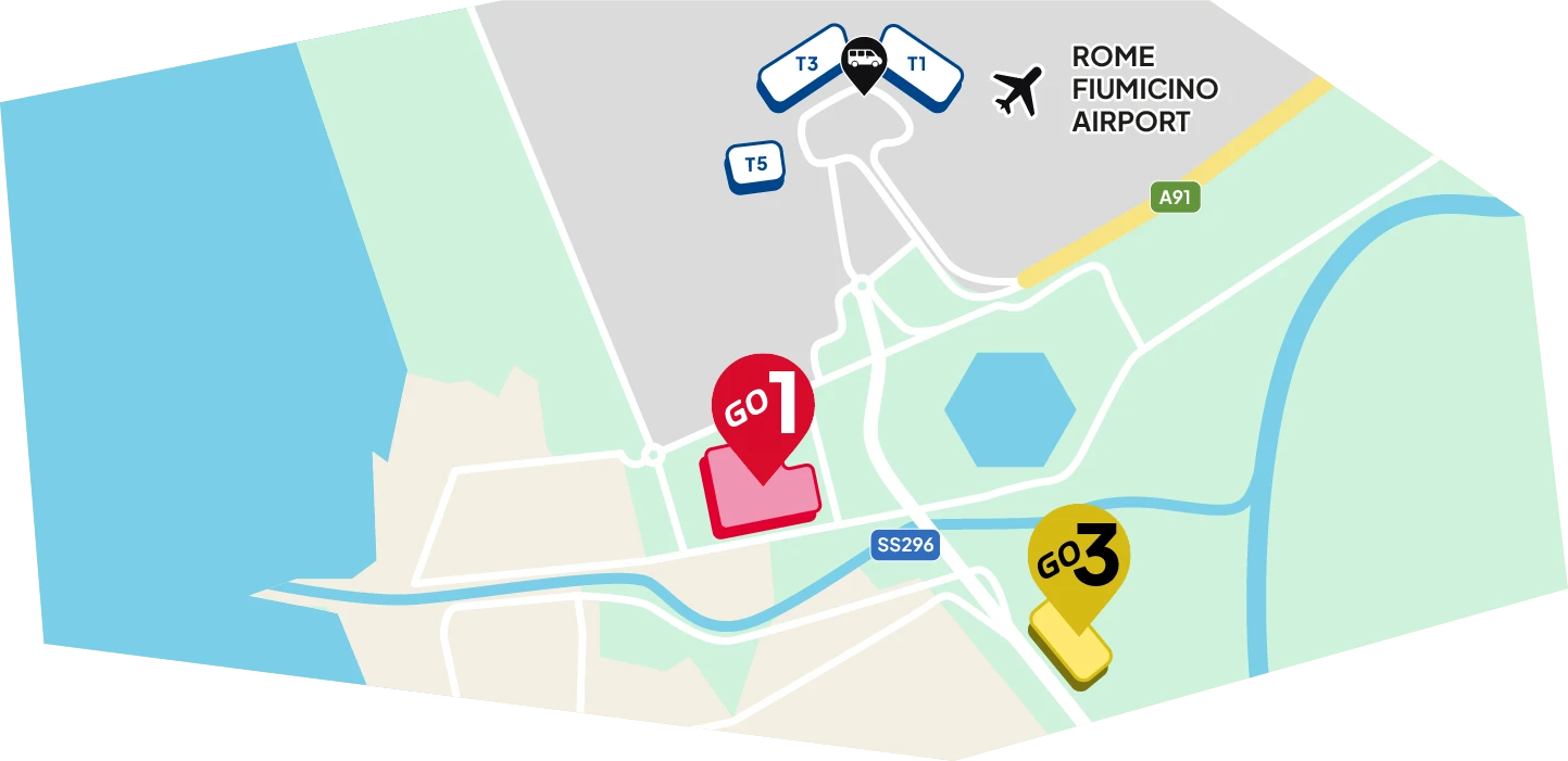 Mappa parcheggi Aeroporto Roma Fiumicino ParkinGO